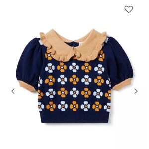 NWT Janie And Jack The Marketplace Sweater Daisy Blue Orange Polo Top